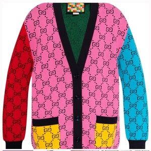 Gucci Multicolored GG Logo Cardigan PREOWNED/USED Gucci